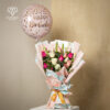 Combo 3 (Ramo 12 rosas pasteles + globo de cumpleaños)