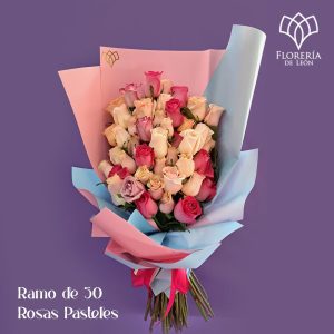 ramo de rosas tonos pastel o rositas