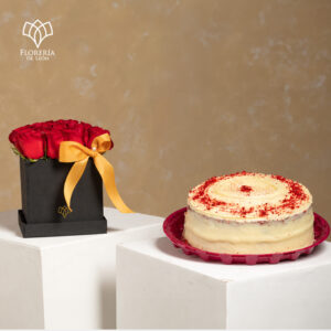 Combo caja 16 rosas + red velvet